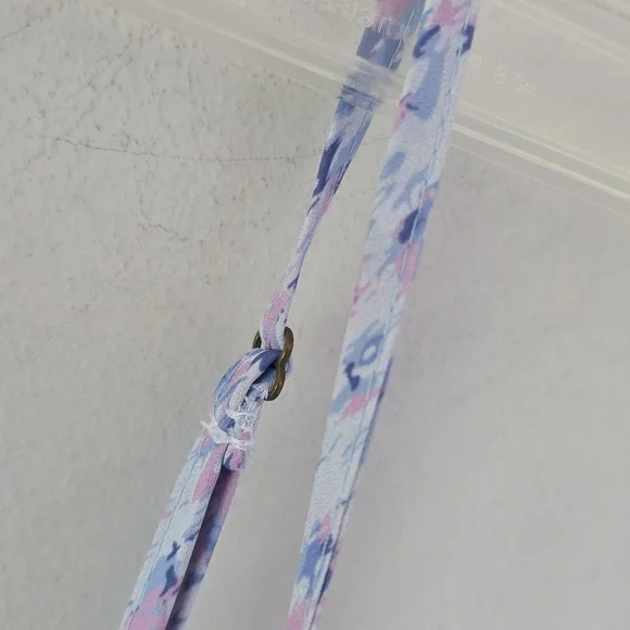 HEARTLOOM | Smocked Dress Tiered Skirt Floral Blue Spaghetti Straps Sz L - Picture 6 of 6